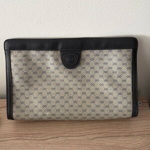 vintage Gucci Navy Micro Supreme GG Logo Bag Clutch Purse